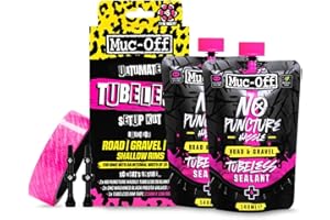 Muc-Off Ultimate Tubeless Setup Kit for Tubeless Ready Bikes, Road/Gravel/CX 44mm - Includes Rim Tape, Seal Patches, Tubeless