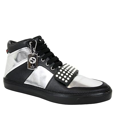Gucci Silver Black Leather High Top Sneaker El Salvador Ubuy
