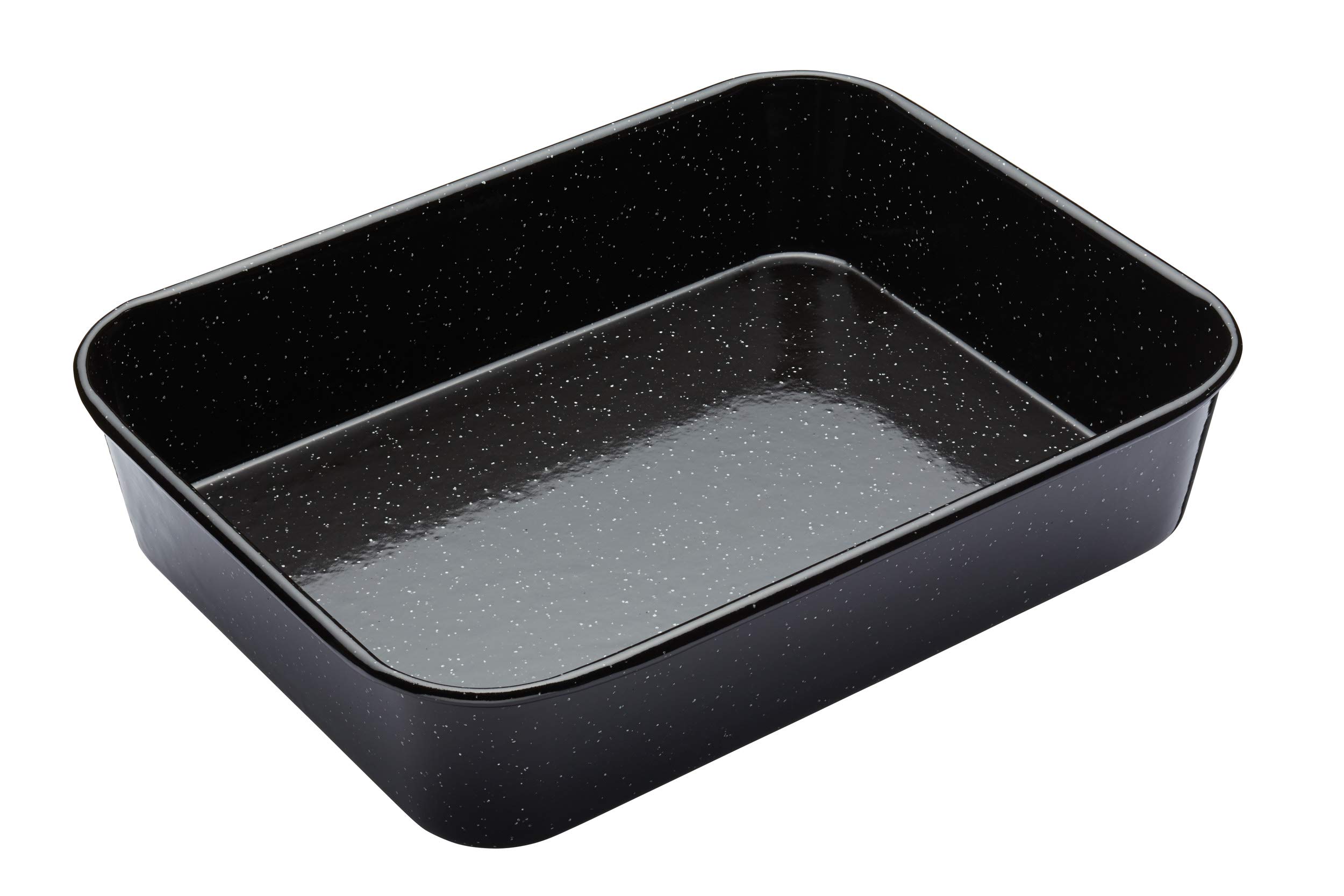 MasterClass Vitreous Enamel Roasting Tin, Induction Safe 1mm Steel with Scratch Resistant Coating, Medium (34 x 26 x 7cm), Black