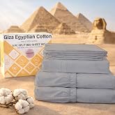 MyGiza Sheets 5 Pcs Split King Sheets Sets for Adjustable Beds, 100% Certified Giza Egyptian Cotton, Soft &amp; Luxurious Sheets fits 16 inch Deep Pocket Mattress, Light Grey