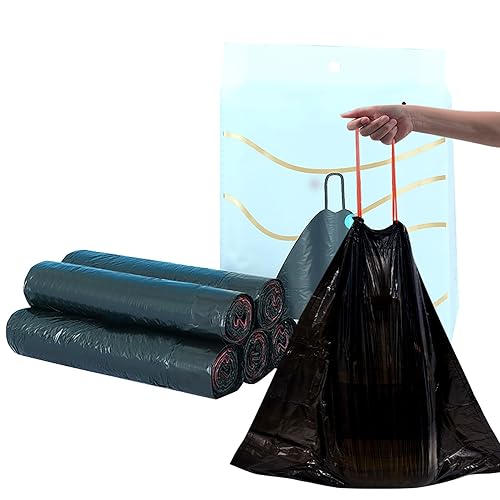 75 Count Small Trash Bags Gallon Black Mini Drawstring Garbage