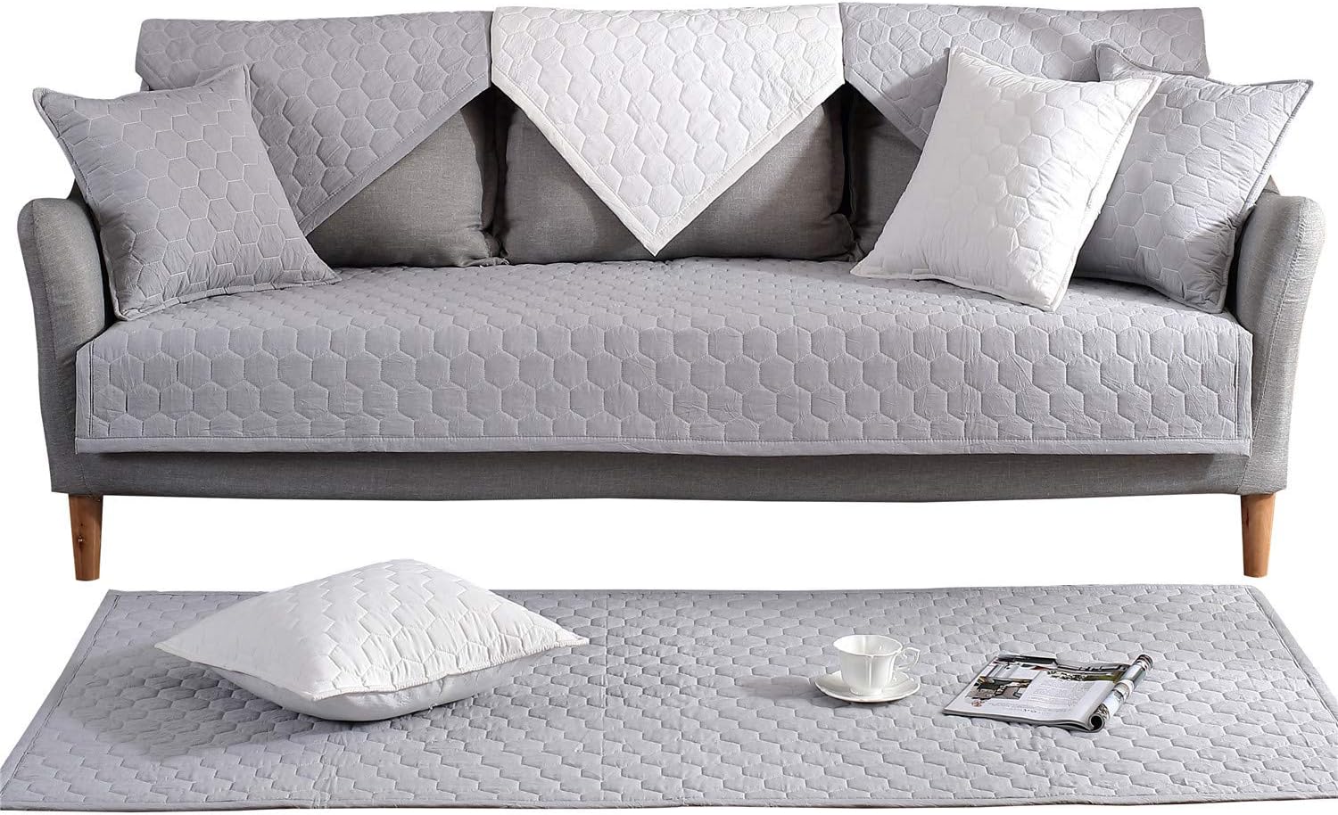 Best grey cotton slipcovers for couches and loveseats