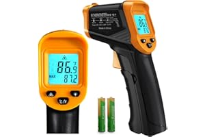 SOONKODA Digital Infrared Thermometer Gun -58℉ to 1112℉(-50℃ to 600℃) Adjustable Emissivity&MAX&MIN Non Contact Heat IR Thermometer Laser Temperature Gun for Cooking,Food,Pizza,Oven,Grill(not for Human)