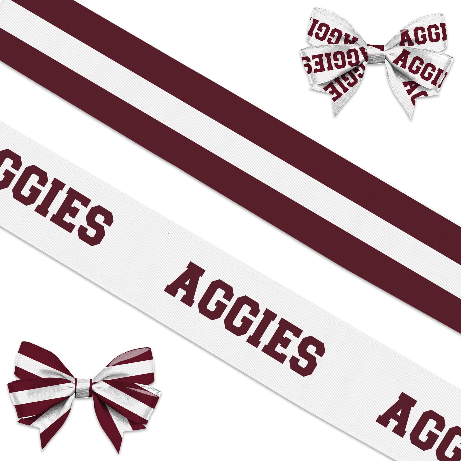 Threetols 2 Rolls 10 Yards Aggies Ribbons, 4/5