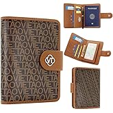 XIMAND Passport Holder Wallet Bag with AirTag Holder, Card Slots and Passport Solt Ticket Cash Solt, Photo Solt Sim Card Pen Slot.Brown