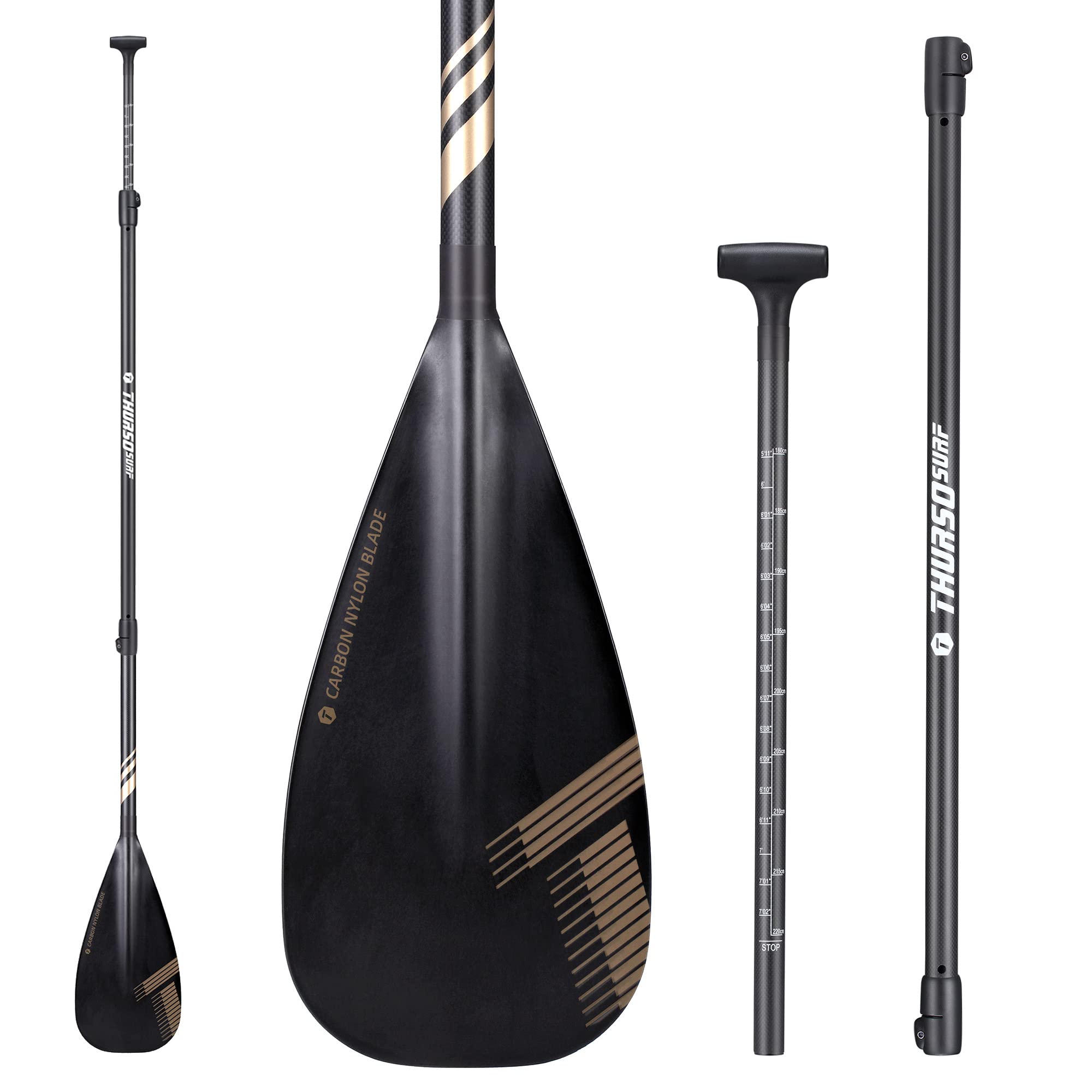 THURSO SURF Carbon-Hybrid SUP-Paddel – 3-teilig, Verstellbar 180–220 Cm, Schwimmend, Leicht