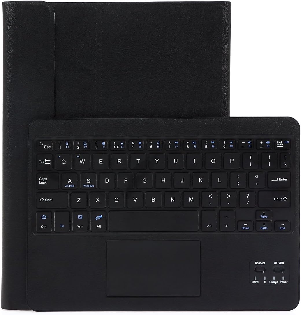 CoastaCloud Universal Folio Case Smart Stand with Removable Wireless Bluetooth Keyboard case Cover for 9"-10.1" inch Android Windows System Tablets with Touchpad - Black