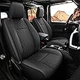 GIANT PANDA Front Seat Covers for Jeep Wrangler JL 2018-2024 Sahara Sport Rubicon Unlimited Willys,Faux Leather Seat Protectors (2 Pack, Black)