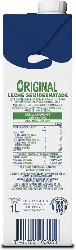 Leite meio gordo puleva pacote a+d 6 x 1l