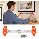 Picture Hanging Tool with Built in Level,Magnetic Nail Hanger,Ruler,30nails | Made of ABS material,Suitable for hanging on photo frames, wall decorations, mirrors and other items