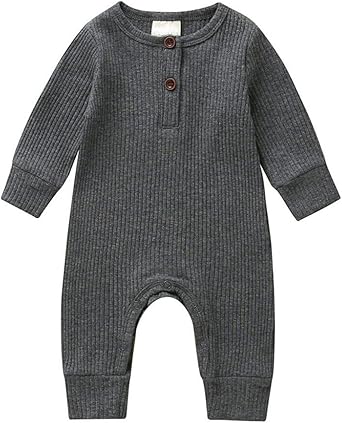 Amazon Com Oakfashion Baby Boy Girl Winter Rompers Long Sleeve One Piece Rompers Jumpsuits Solid Button Down Bodysuit Clothing