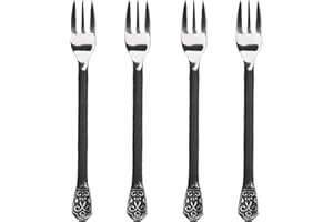 Gourmet Settings 4-Piece Cocktail Set-Avalon Collection-Polished/Matte Stainless Steel Silverware Appetizer/Seafood/Fruit For