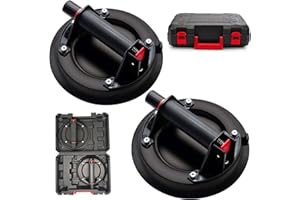 AUTOAlkins 8" Heavy Duty Suction Cup to Lift Large Glass, Tile, Marble, Industrial Vacuum Suction Lifter with Handle for Glass Lifting & Replacement, 240 lbs Load Capacity, Carrying Case (2 Pack)