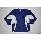 Generic Men's Goalie Cut Hockey Practice Jersey-Solid and Mixed Colors Screen Print and Heat Press Friendly Royal Blue/White