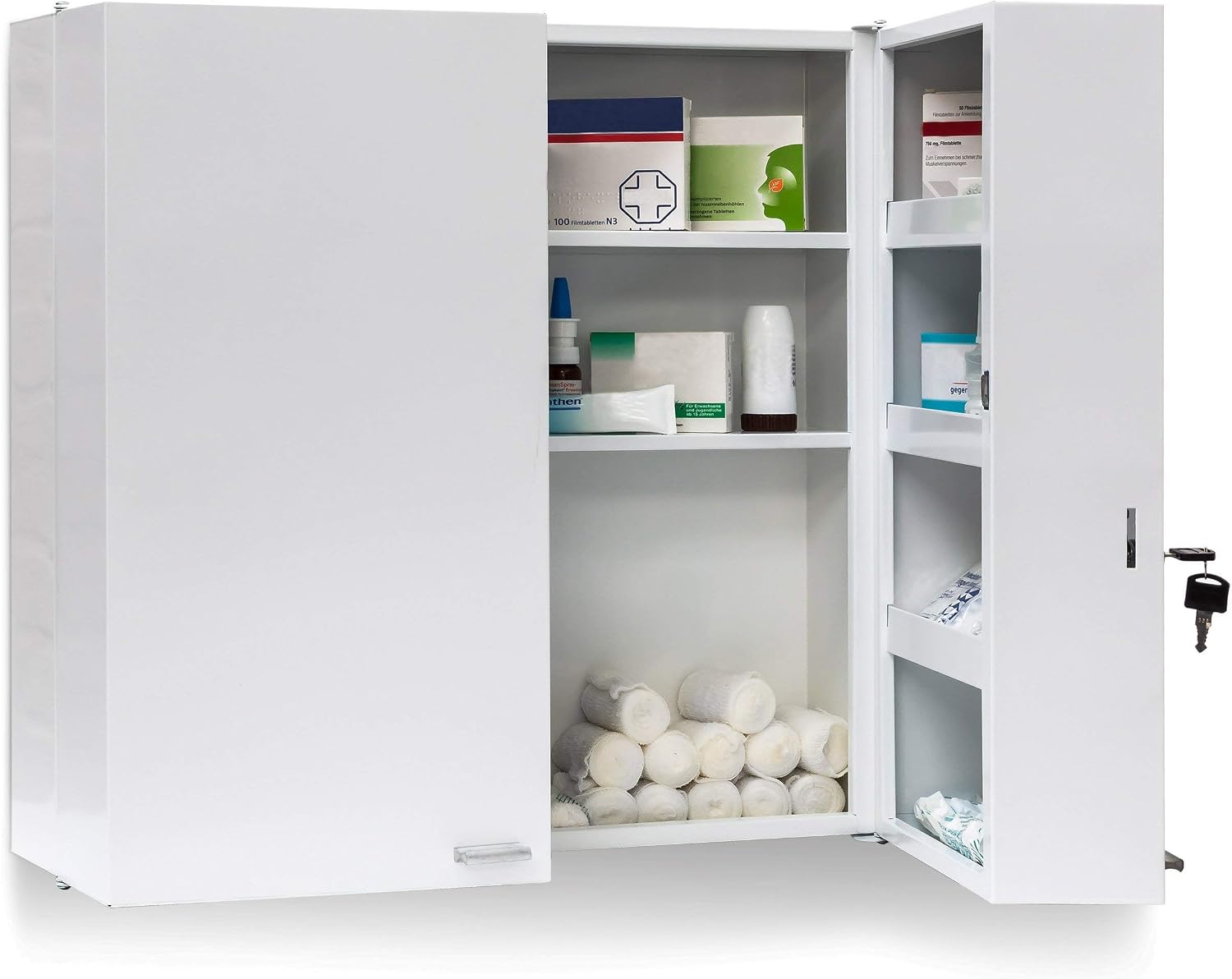 Armoire à Pharmacie Verrouillable Relaxdays - 36x31.5x10cm - Blanc Vert