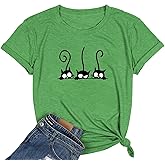 NIUBIA Women's T Shirts Summer Tops Simple Heart Graphic Shirts Sayings Short Sleeve Vacation Casual Blouse Thankful Tee