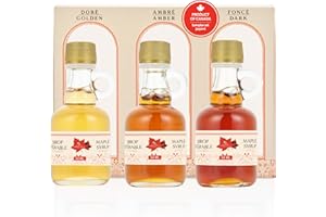 Little Quebec Sugar Shack Canadian Maple Syrup – Trio Gift Set 3 x 50ml | Golden, Amber & Dark Robust | Grade A Sampler | Can