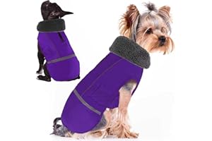 Doglay Dog Coat, Waterproof Dog Jacket Pet Winter Coat for Cold Weather with Thicken Furry Collar, Reflective Puppy Winter Jacket Warm Fleece Lining for Small Medium Large Pets