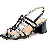 CDXJHYMY Women's Low Heels Strappy Sandals Square Open Toe Ankle Strap Low HeeL Sandals Comfort Dress Party Wedding Shoes 2"