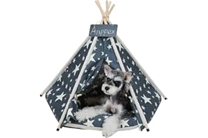 ANPPEX 24 Inches Dog Teepee Tent Indoor,Dog Tent Bed with Thick Cushion,Washable Cat Teepee Tent,M Size Pet Teepee Tent for Cats and Small Dogs,Blue