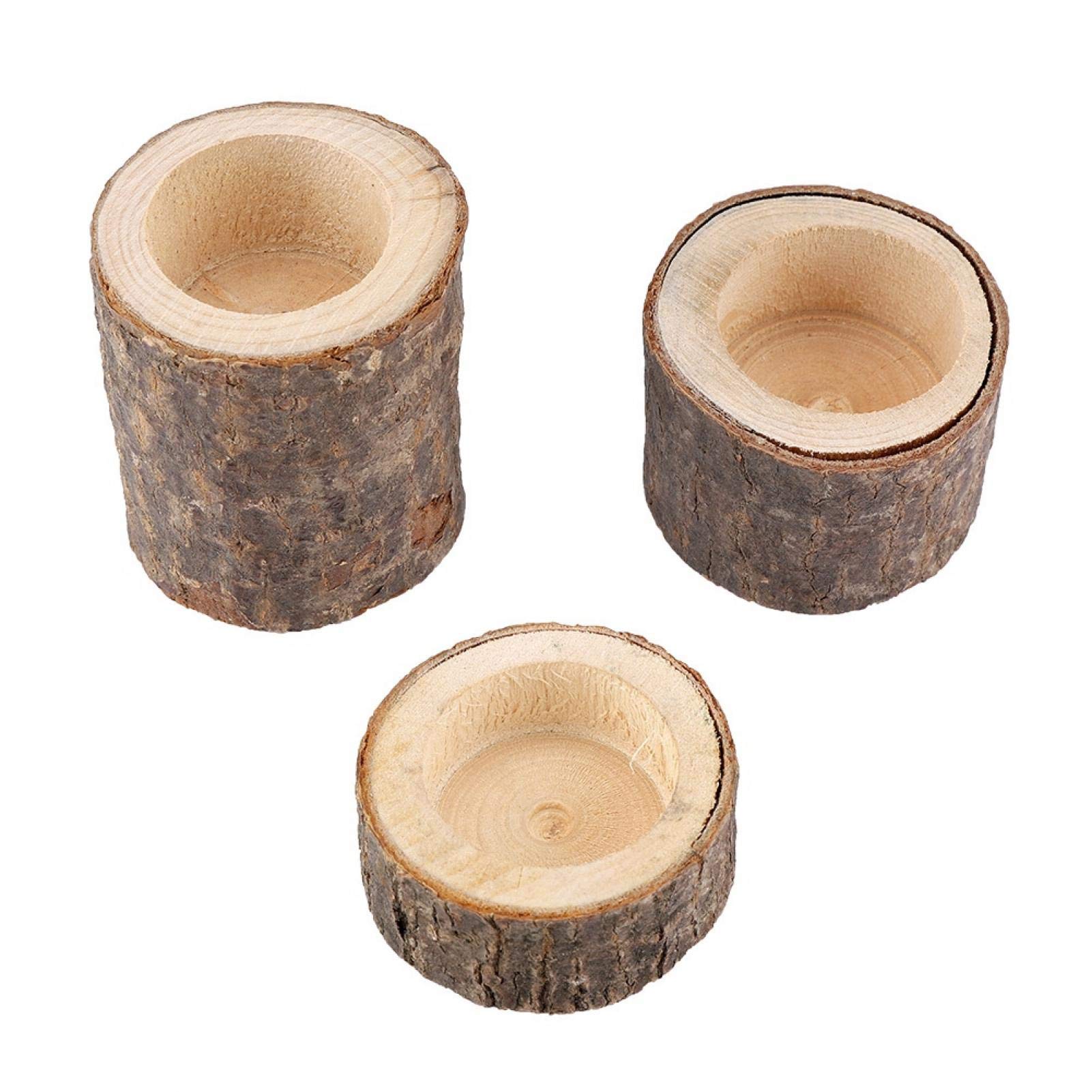Zetiling Wood Tea Light Candle Holders,Wooden Log-Pillar Design for Home Wedding Decoration
