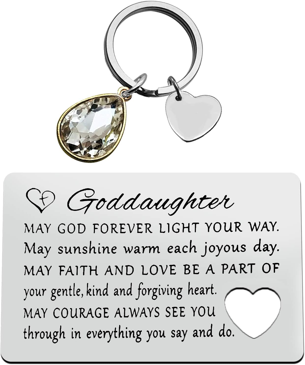 Goddaughter Christening Gifts Engraved Wallet Insert Card May God Forever Light You Way Goddaughter Gifts from Godmother Godfather Baptism Gifts Christmas Birthday Card Gifts for Goddaughter