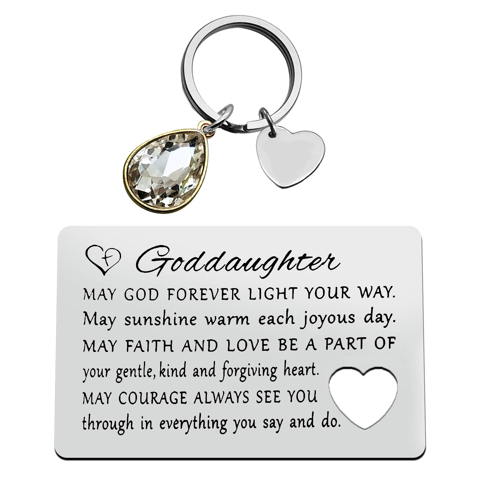 Goddaughter Christening Gifts Engraved Wallet Insert Card May God Forever Light You Way Goddaughter Gifts from Godmother Godfather Baptism Gifts Christmas Birthday Card Gifts for Goddaughter