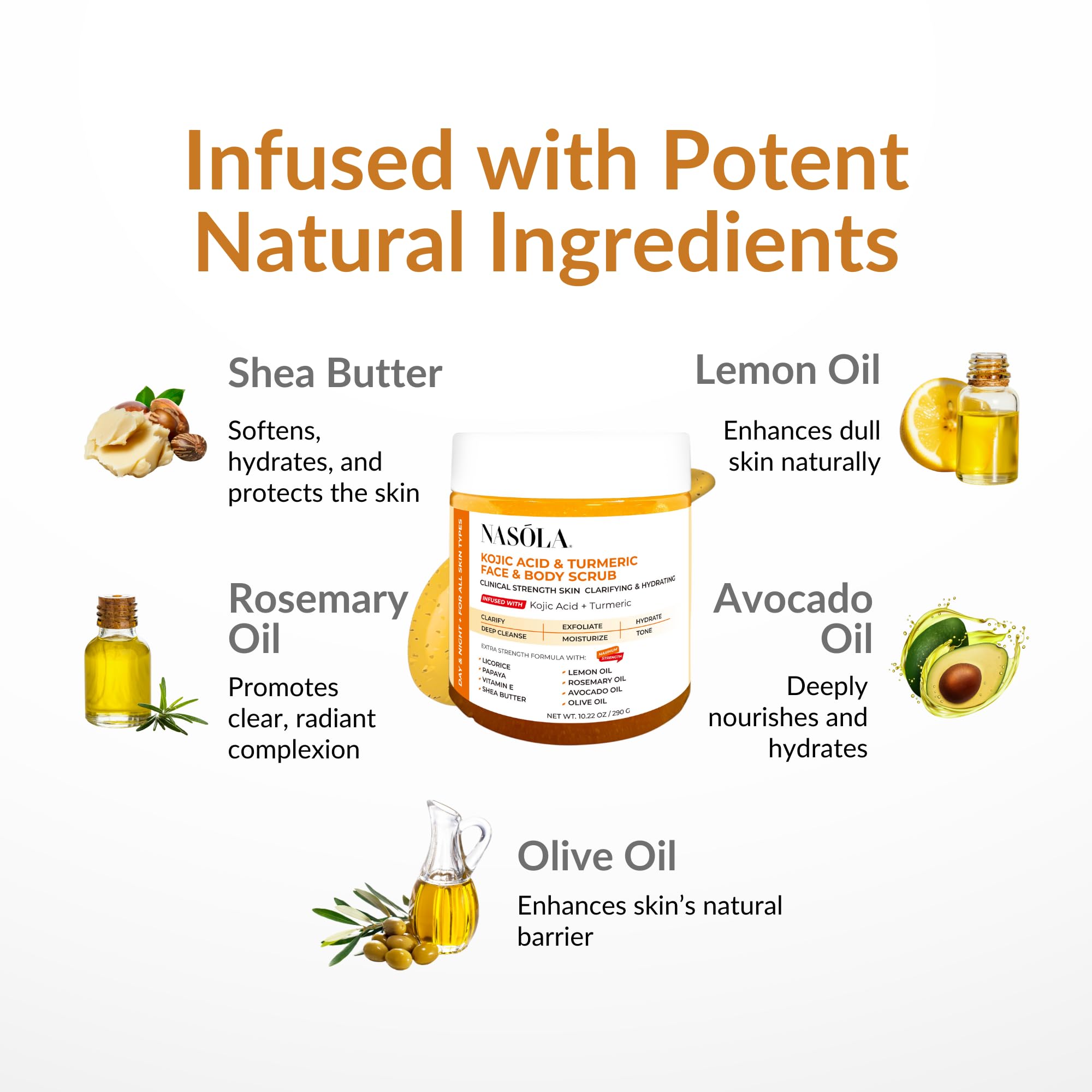 Nasola Kojic Acid Turmeric Face and Body Scrub