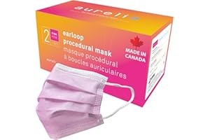 Aurelia - Level 2 Pink Disposable Face Masks, Breathable 50 Units, 3 Ply Layer, Made in Canada (50 Count)