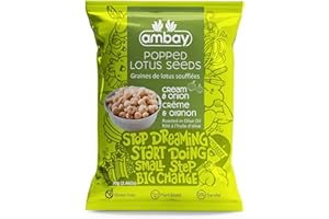 Ambay Popped Lotus Seeds, 70g, Trans-Fat Free, Gluten-Free, Vegan, Roasted in Olive Oil, 6 Flavours (Sour Cream & Onion)