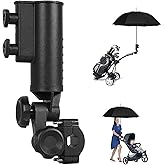 CHENGWEI Heavy Duty Golf Push Cart Umbrella Holder, 180° Adjustable Aluminium Alloy Base Strong Windproof, Universal Umbrella Attachment Stand for Stroller, Golf Cart, Wheelchair, Bike, Beach Chair