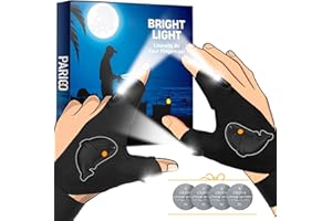 PARIGO LED Flashlight Gloves, Stocking Stuffers for Men Gift for Dad Husband Grandpa, Cool Gadget Christmas Birthday Gifts for Men Adults Him Boyfriend Guy Car Repairing Fishing Camping