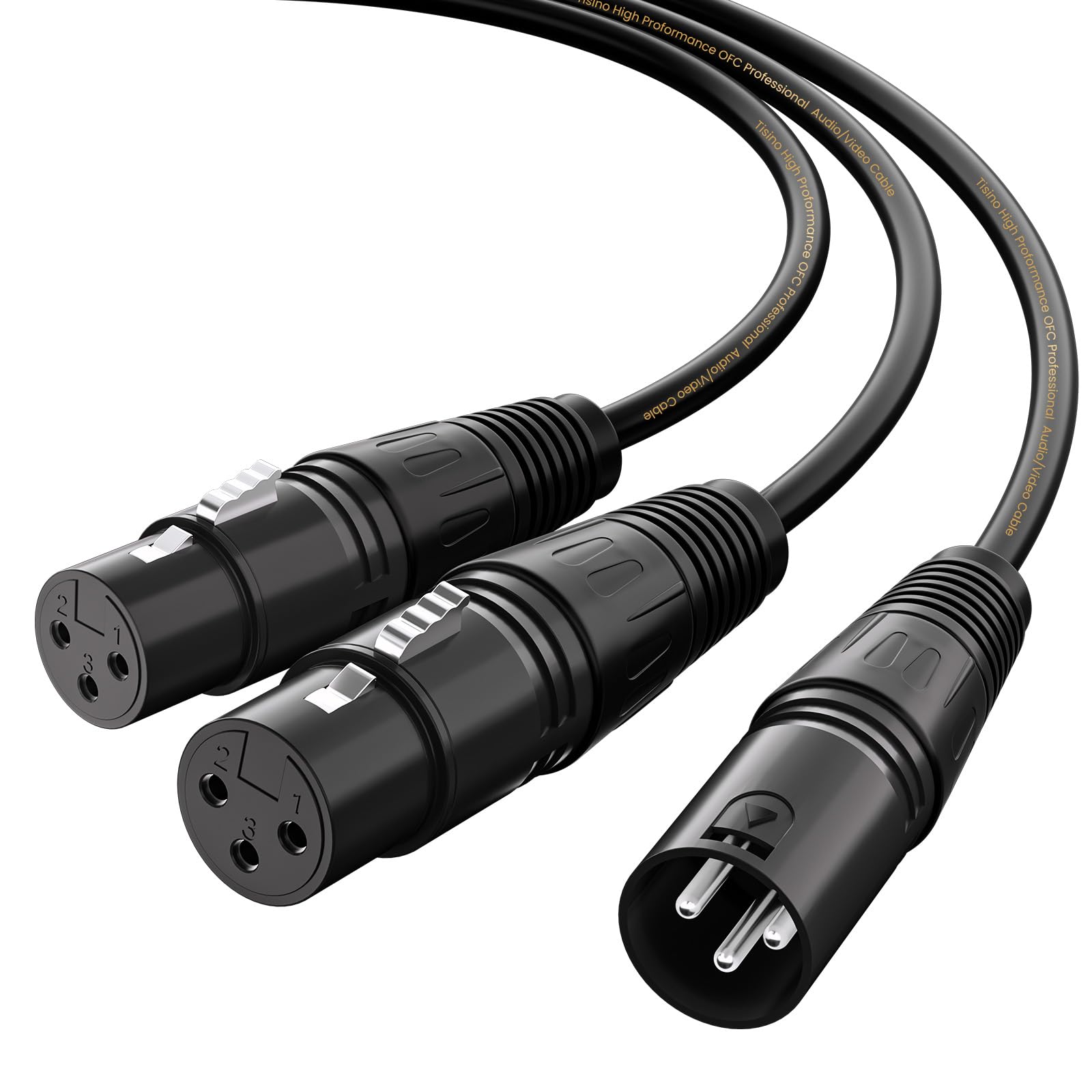 Tisino Y Cable, XLR Mic Combiner, Balanced Microphone Adapter (2 Female to 1 Male) - 2m