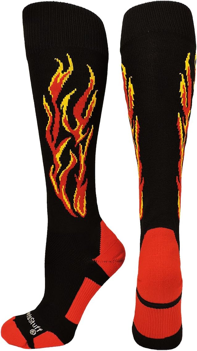 MadSportsStuff Flame Soccer Style Over The Calf Athletic Socks (Multiple Colors) : Clothing