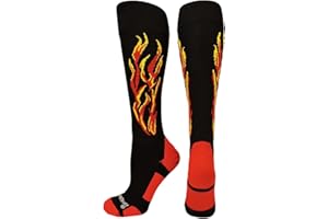 MadSportsStuff Fire Flame Soccer Style Soccer Socks for Boys Girls Men Women Youth Kids Adult Over the Calf