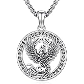 Hagkew Phoenix Necklace 925 Sterling Silver Oxidized vintage Celtics Necklace Phoenix Rising Crystal Necklace Pendant Phoenix Jewelry Gifts for Women Men