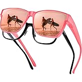 URUMQI Polarized Sunglasses Fit Over Glasses for Men Women, Oversized Square Shades UV400 Protection