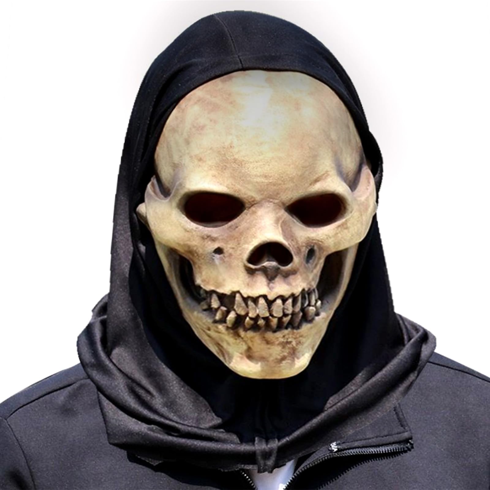 MXJFYY Halloween Scary Skull Mask, Latex Full Head Scary Mask, Realistic Full Head Skull Face Cover, 3D Masks for Adult Kids Halloween Cosplay Masquerade Props (A)