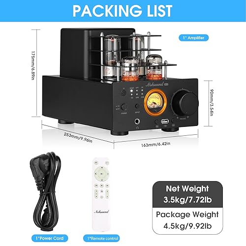 Nobsound A3 Hi-Fi Vacuum Tube Amp Channel Bluetooth Amplifier