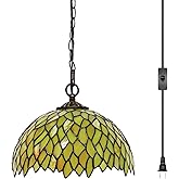 HWDFEI Tiffany Pendant Light Plug in Stained Glass Hanging lamp 12X12X181 Inch Hanging Lamp Living Room Bedroom Kitchen Dinin