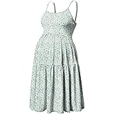 GINKANA Women's Sleeveless Maternity Dress Adjustable Strappy Summer Casual Swing Dress for Daily Wearing Or Baby Shower