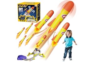 Jiakora Rocket Launcher for Kids, 8 Rockets - Launch up to 120+ft, Backyard Games, Fun Outdoor Kids Gifts for Boys & Girls Age 3 4 5 6 7 8 Years Old