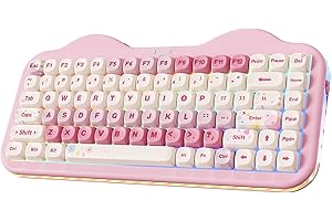 YUNZII C75 Wireless Mechanical Keyboard, 75% Layout Hot Swap Creamy Keyboard NKRO, Cute Keycaps RGB Backlit Gasket Mount, Cut