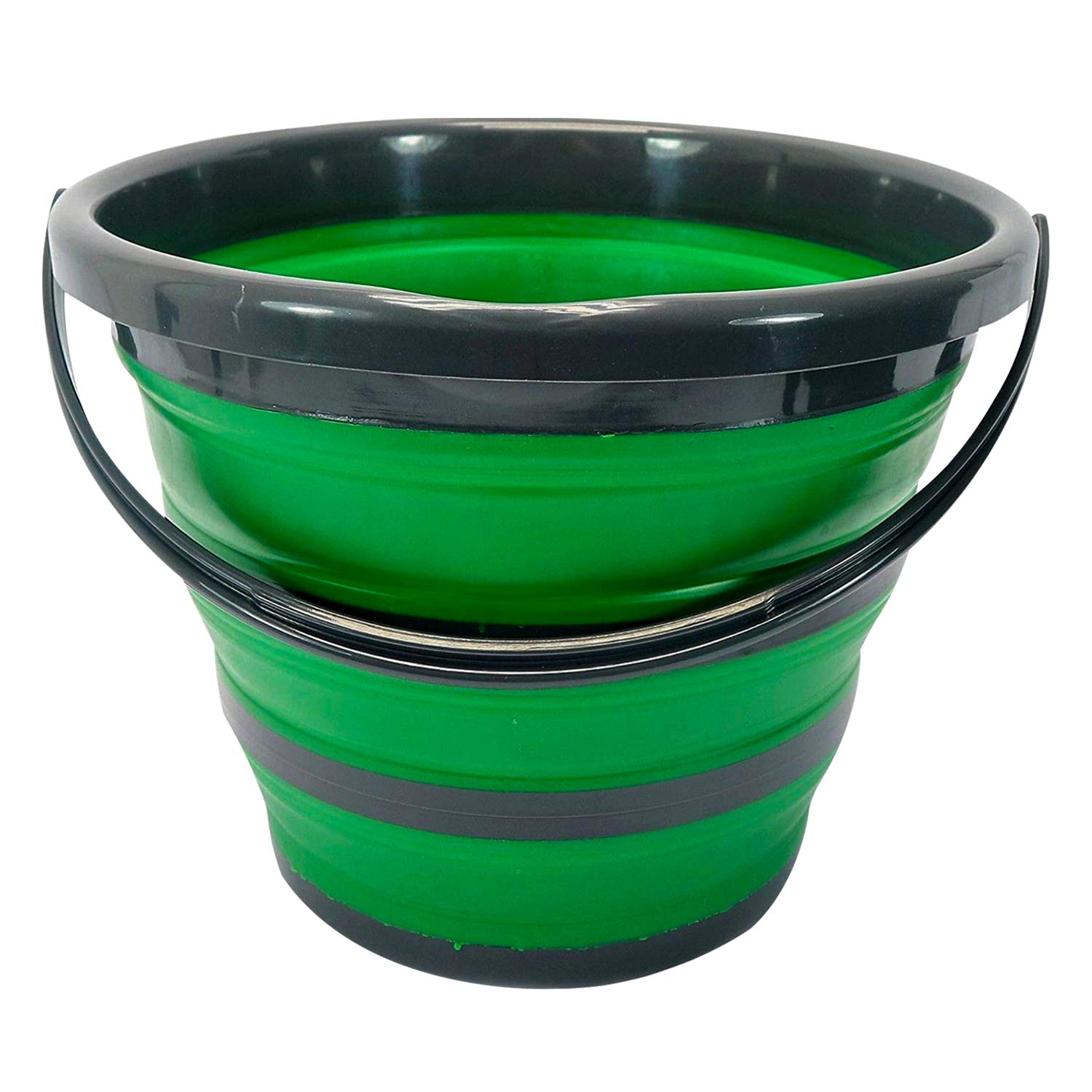 Invero Collapsible 10 Litre Folding Storage Portable Water Bucket with Carry Handle Ideal for Camping, Caravans, Outdoor Activities, Kitchen and more - Green