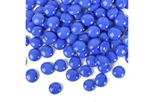 LUEYAO 1LB Flat Marbles Glass Gems Beads for Aquarium Succulent Garden Decoration Craft Project Fish Tank 90pcs Blue