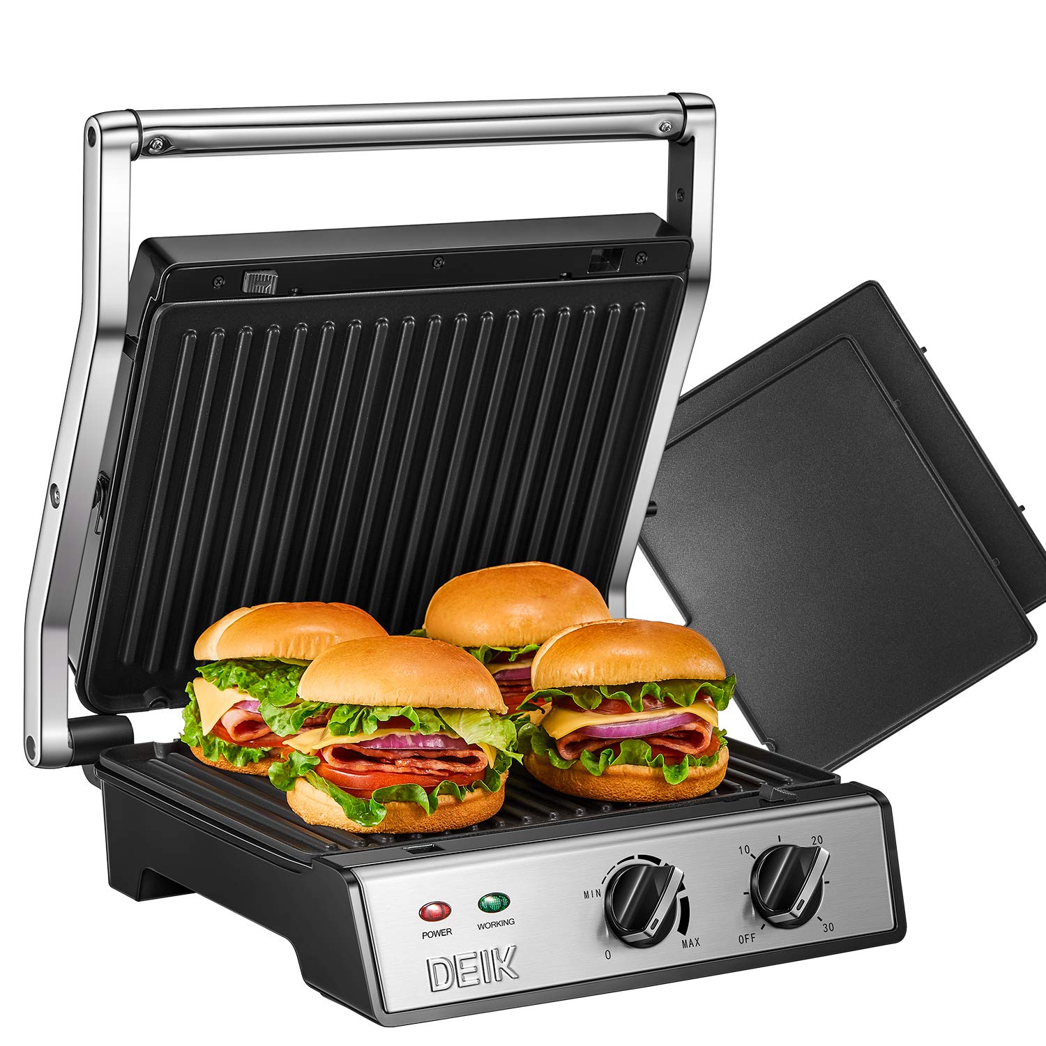 DEIK Panini Press Grill, 6in1 Sandwich Toaster with Timer and