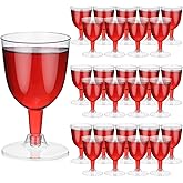 Mimorou 100 Pieces 5 oz Disposable Wine Glasses with Stem Bulk Disposable Party Cups Goblet Wine Glasses for Valentine's Day, Outdoor Parties, Birthdays, Weddings, BBQ, Picnic
