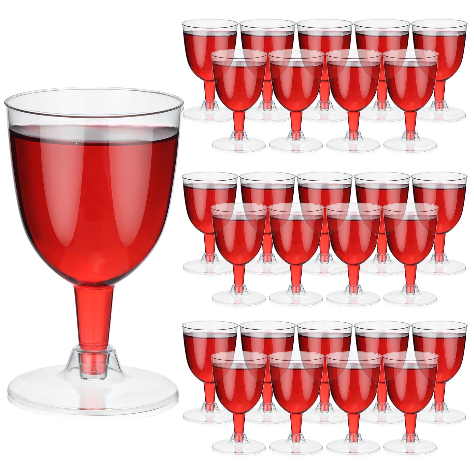Photo 1 of Mimorou 100 Pieces 5 oz Plastic Wine Glasses with Stem Bulk Disposable Plastic Party Cups Goblet Wine Glasses for Birthdays, Weddings, Christmas, BBQ, Picnic, Parties