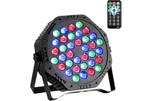Yiixuyo 36LED PAR Lights with Remote & Sound Activation - 9-Mode RGB Stage/Uplights for Concerts, Parties, Weddings & Home Furniture Decor (Music-Activated, DJ-Style, Ambient Lighting for Bars