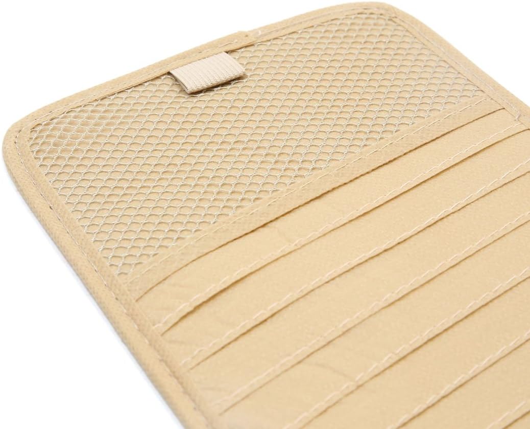 uxcell Beige Oxford Cloth Car Sun Visor CD DVD Storage Pocket Holder 12 CDs Capacity: Automotive